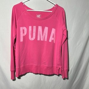 Puma womens small pink long sleeve crewneck logo